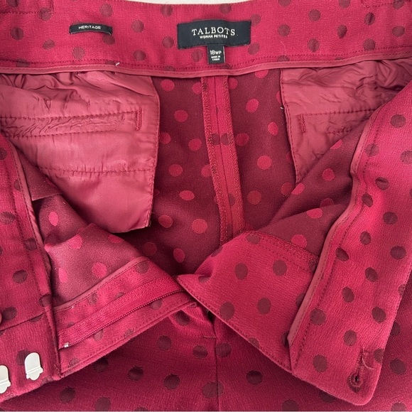Talbots Heritage Ankle Pants 18W Petite Burgundy Wine Jacquard Dot Stretch Plus - Picture 14 of 16